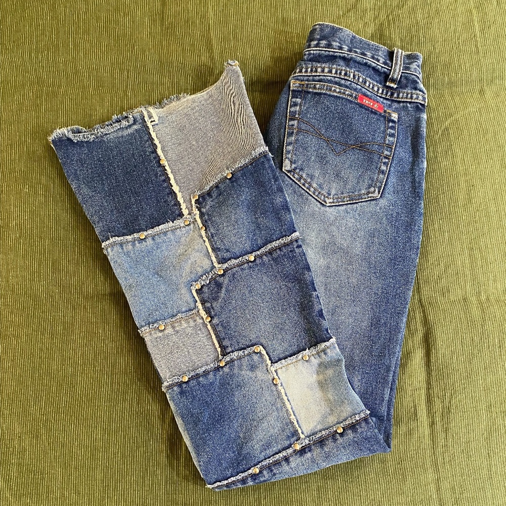 Vintage 90's Zana Di Flare Jeans / Patchwork / Bell Bottom / Size 3